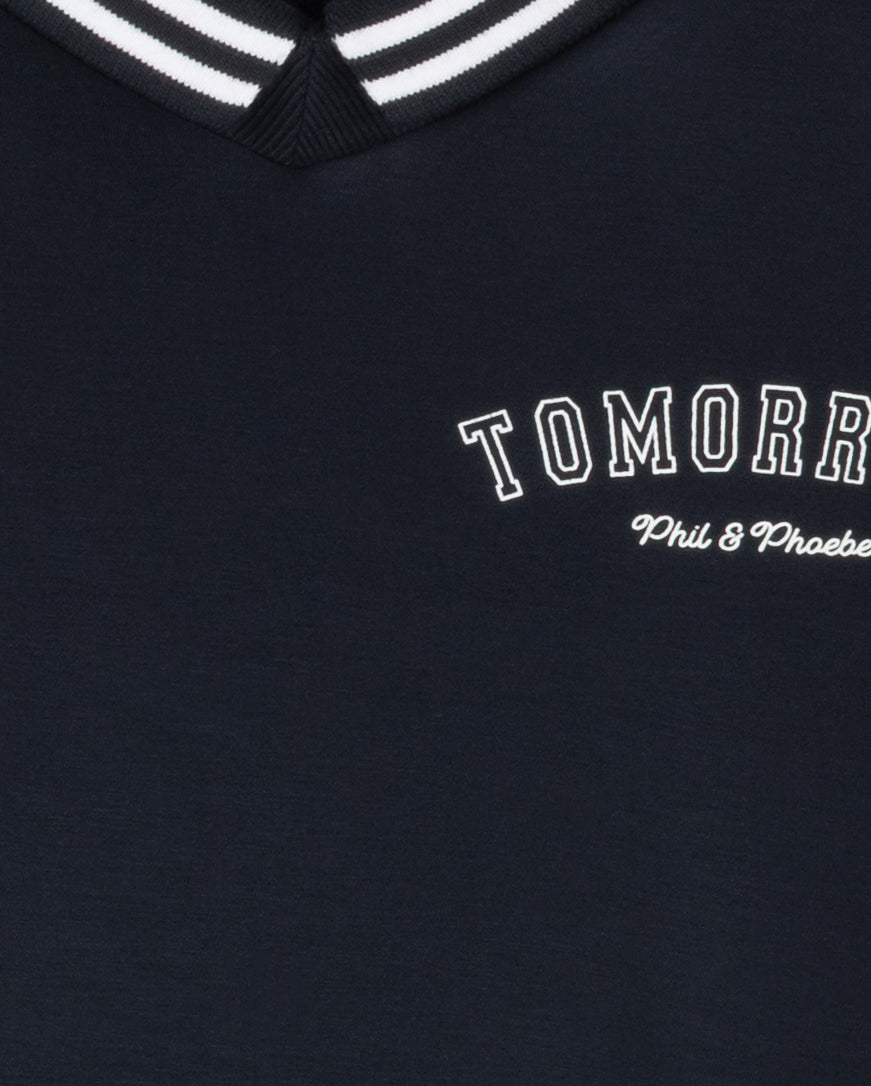 PHIL AND PHOEBE "TOMORROW" PRINT COLLARED SWEATSHIRT