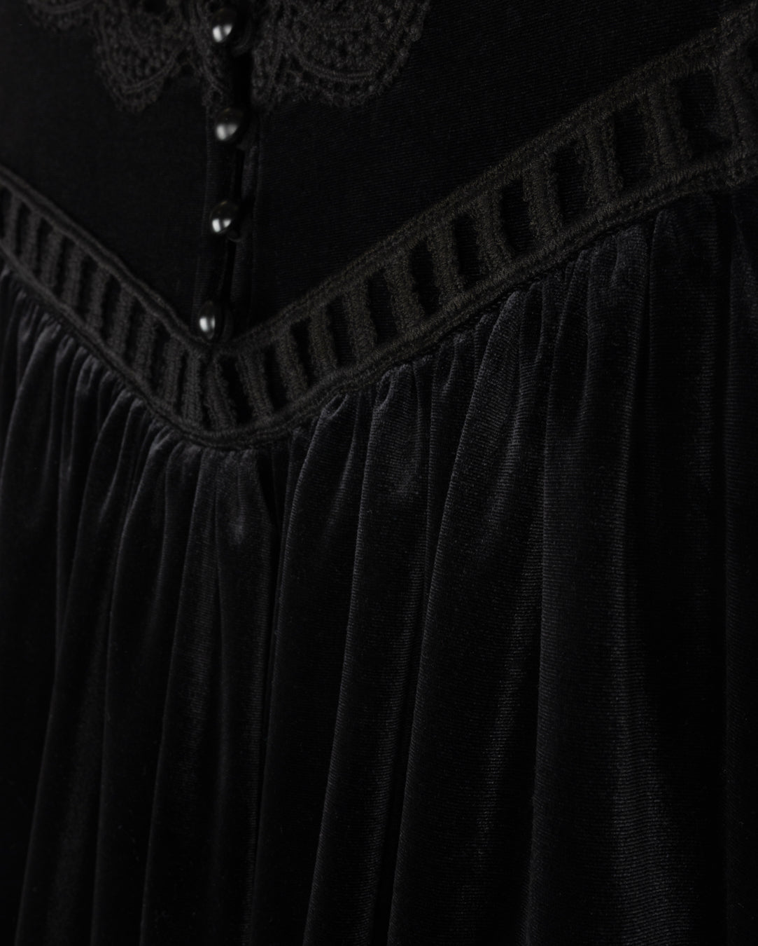 LILOU VELOUR WITH  EYELET TRIM DRESS