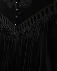 LILOU VELOUR WITH  EYELET TRIM DRESS