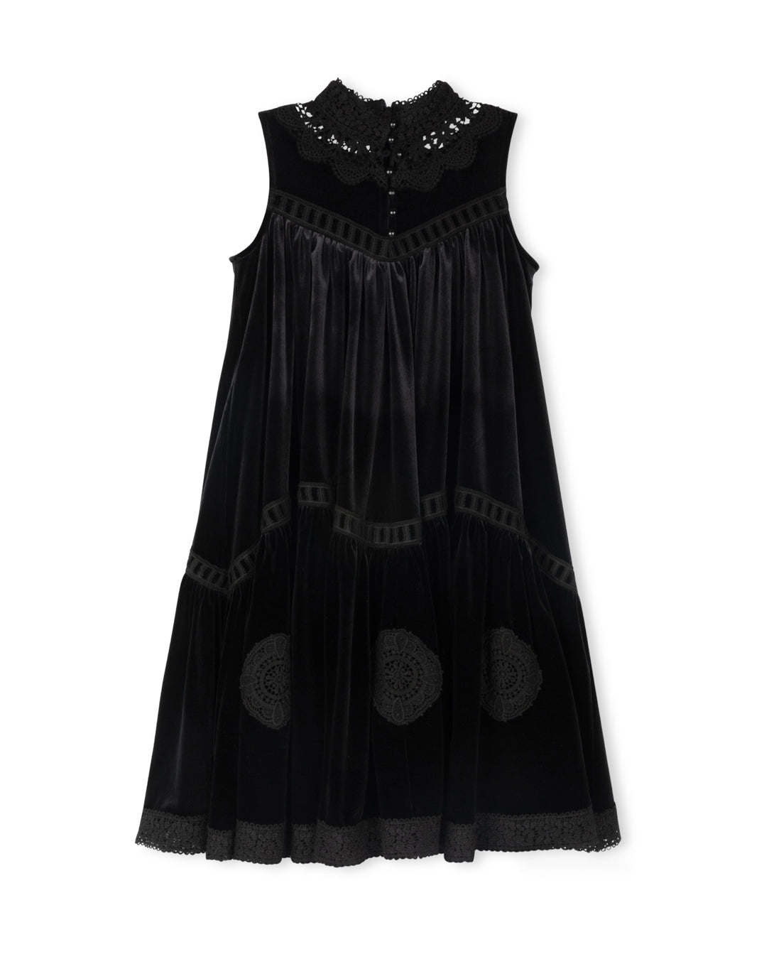 LILOU VELOUR WITH  EYELET TRIM DRESS