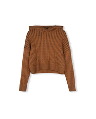 VIBE 2PC LEON CABLE KNIT HOODIE WITH LEON MAXI CORDUROY SKIRT