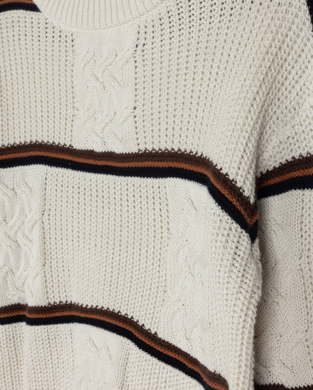HARPER JAMES SQUARE CABLE KNIT STRIPE SWEATER