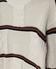 HARPER JAMES SQUARE CABLE KNIT STRIPE SWEATER