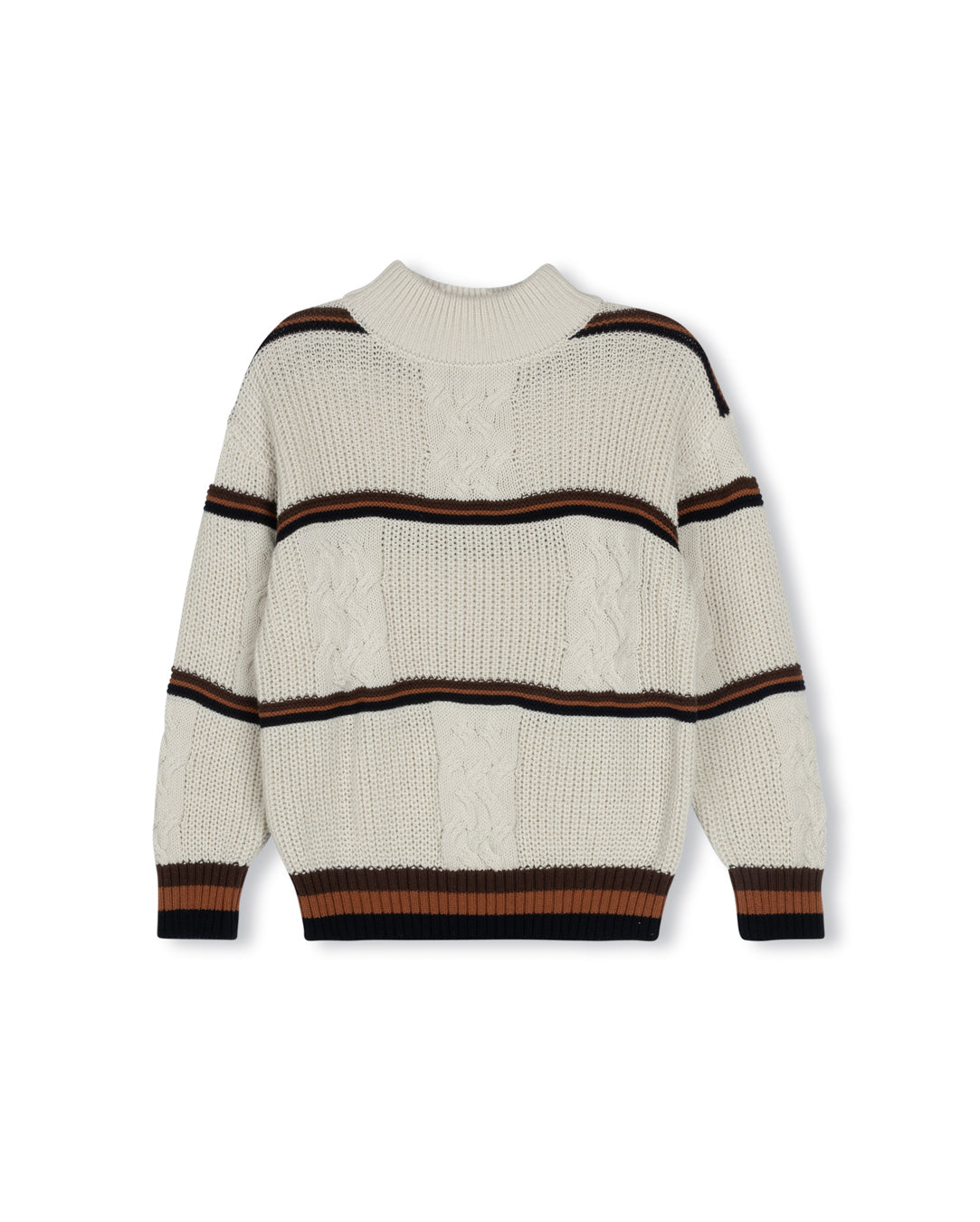 HARPER JAMES SQUARE CABLE KNIT STRIPE SWEATER