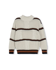HARPER JAMES SQUARE CABLE KNIT STRIPE SWEATER