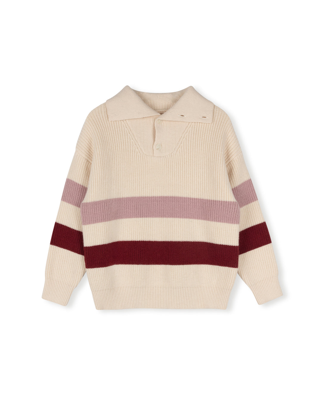 VIBE COLLARED KNIT STRIPE SWEATER