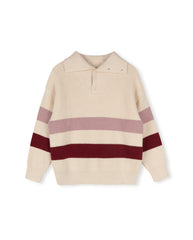 VIBE COLLARED KNIT STRIPE SWEATER