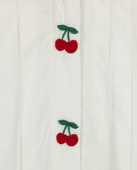 ONE CHILD TESSA EMBROIDERED CHERRY PLEATED DRESS