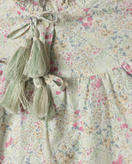 ONE CHILD 2PC SLATER RUFFLE NECK FLORAL BLOUSE WITH PLEATED SKIRT