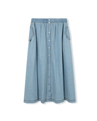 VIBE CHAMBRAY FLOWY MAXI POCKET SKIRT