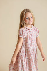 LILOU FLORAL TOP PLEAT COLLARED DRESS
