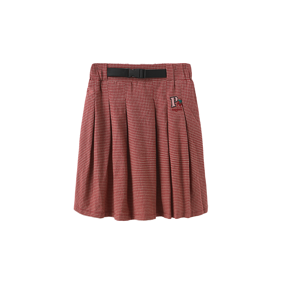 HELLO YELLOW PLAID PATCH SKIRT