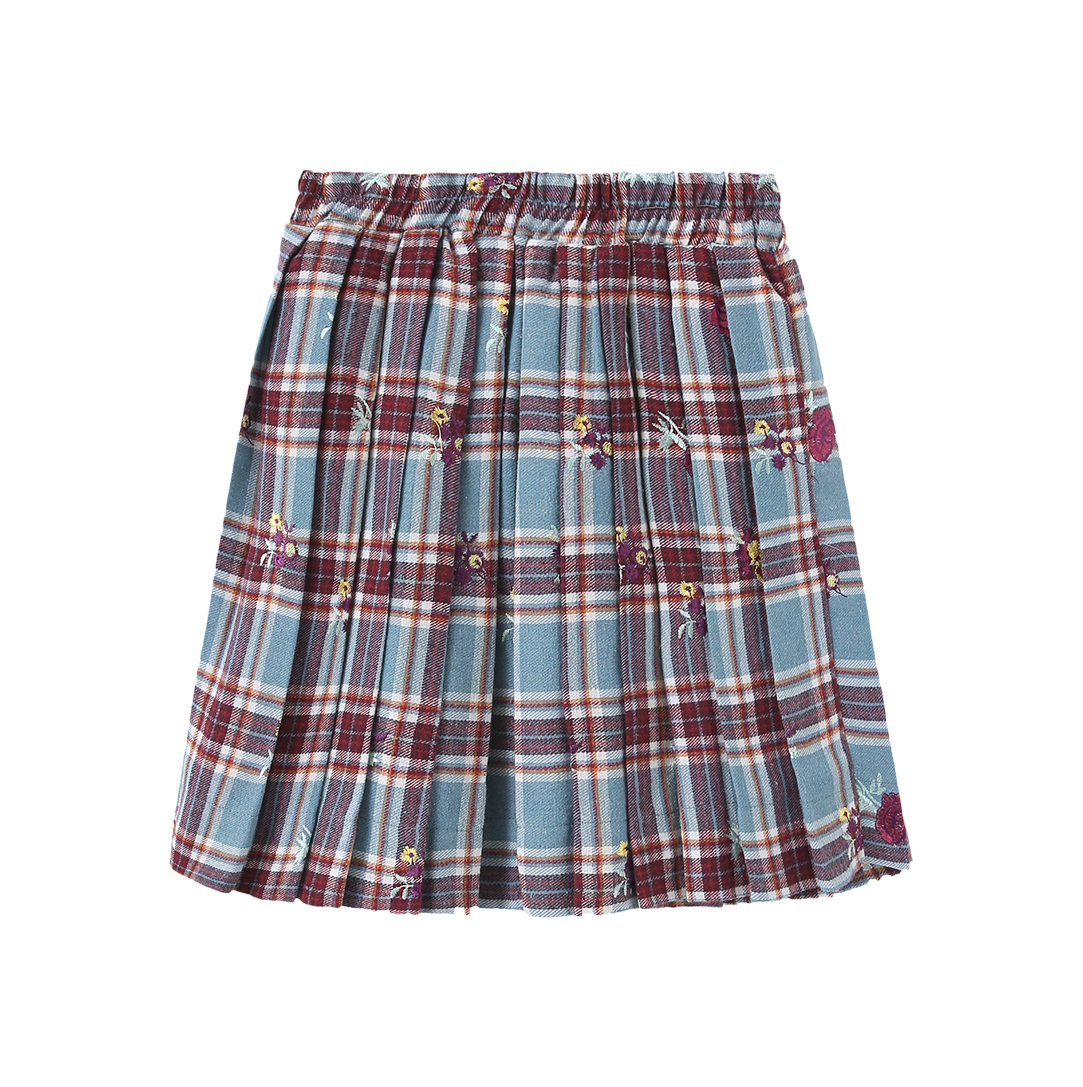 ONE CHILD JERRY PLAID FLORAL SKIRT