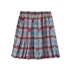 ONE CHILD JERRY PLAID FLORAL SKIRT