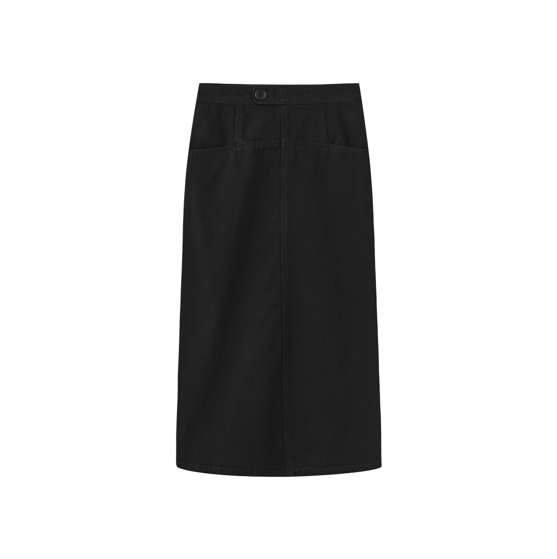 VIBE SIDE BUTTON TAB MIDI SKIRT
