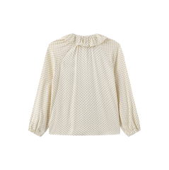 TUSTELLO POLKA DOT NECK BOW BLOUSE