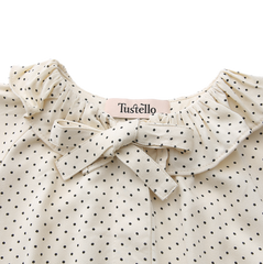 TUSTELLO POLKA DOT NECK BOW BLOUSE