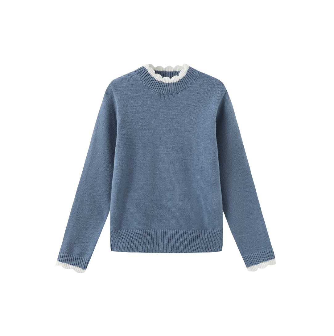 TUSTELLO TONAL KNIT RUFFLE SWEATER