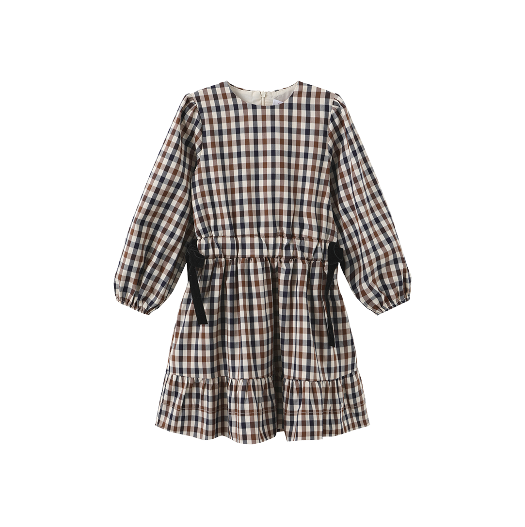 PAPILLON CHECKED BOW WAISTED DRESS
