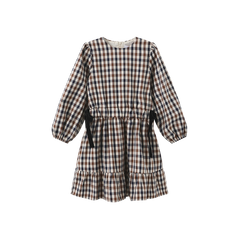 PAPILLON CHECKED BOW WAISTED DRESS