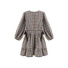 PAPILLON CHECKED BOW WAISTED DRESS