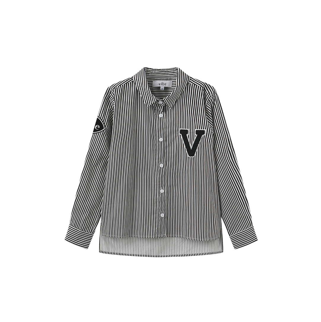VIBE STRIPED LOGO BLOUSE