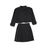 BAMBOO 2PC WOOL JACKET WITH PLEATED SKIRT SET