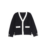 BAMBOO KNIT TRIM BUTTON CARDIGAN