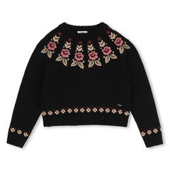 CHLOE EMBROIDERED FLOWERS DETAIL PULLOVER