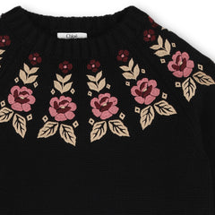 CHLOE EMBROIDERED FLOWERS DETAIL PULLOVER