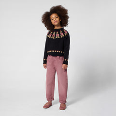 CHLOE EMBROIDERED FLOWERS DETAIL PULLOVER