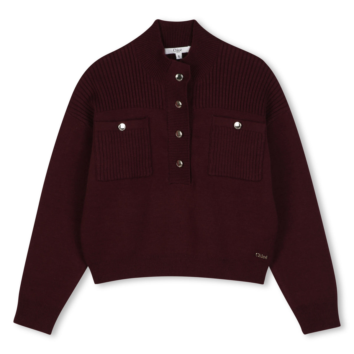 CHLOE LOGO HIGH NECK BUTTONS DETAIL PULLOVER