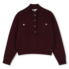 CHLOE LOGO HIGH NECK BUTTONS DETAIL PULLOVER