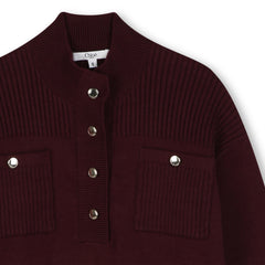 CHLOE LOGO HIGH NECK BUTTONS DETAIL PULLOVER