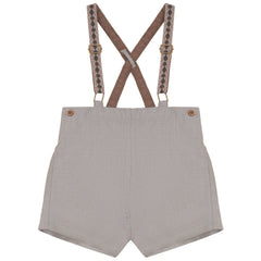 CALLA LILI 2PC EMBROIDER SHIRT WITH KNIT SUSPENDER SHORTS