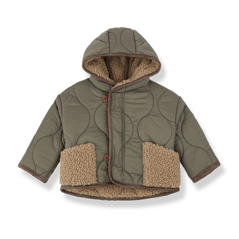 1+ IN THE FAMILY 2PC SHERPA LINED HOODED QUILTED JACKET + HAT