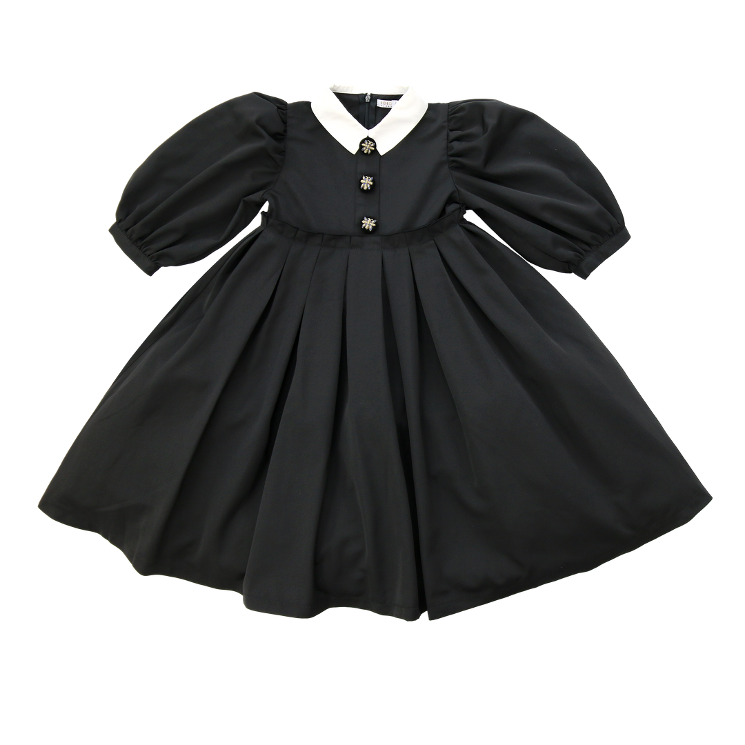 COCO BLANC 3/4 SLEEVE COLLAR TAFFETA DRESS