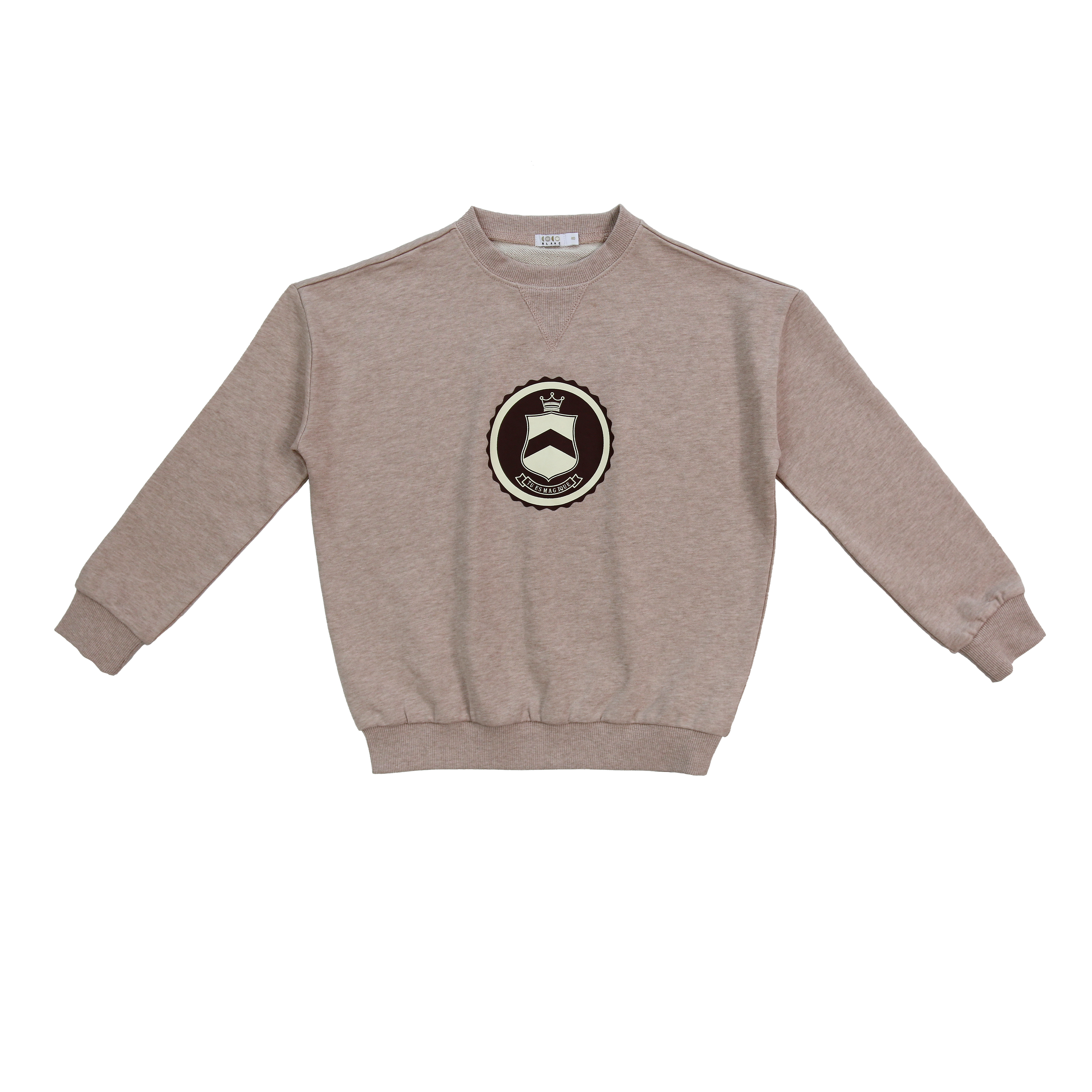 COCO BLANC 2PC MARLED GRAPHIC SWEATSHIRT WITH PLEATED SKIRT