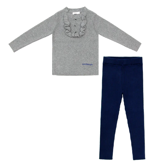 COCO BLANC 2PC RUFFLE BIB LEGGING SET