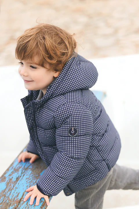 TARTINE ET CHOCOLAT GINGHAM HOODED COAT