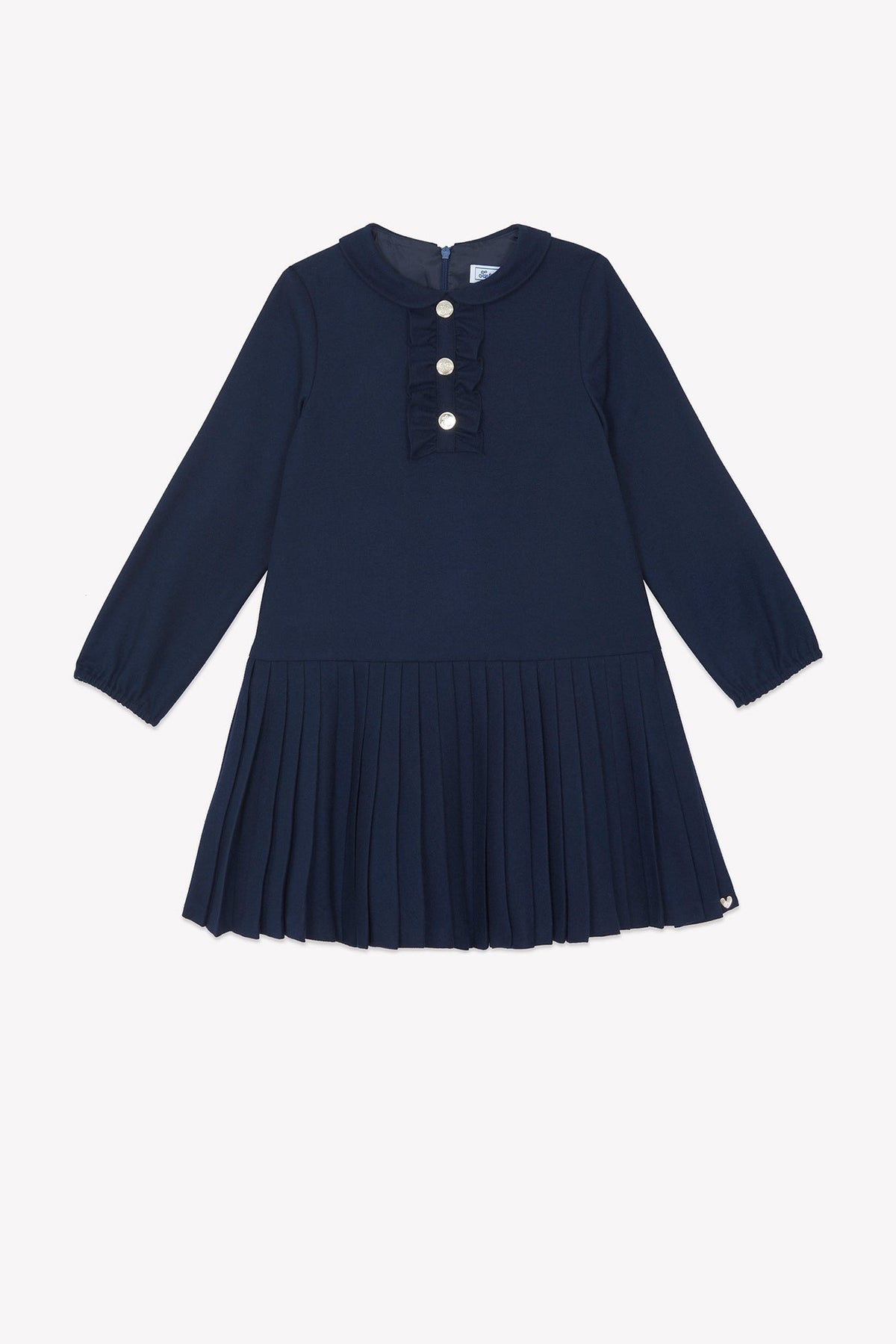 TARTINE ET CHOCOLAT RUFFLE BUTTON PLEATED DRESS