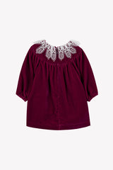 TARTINE ET CHOCOLAT CROCHET COLLAR VELVET DRESS