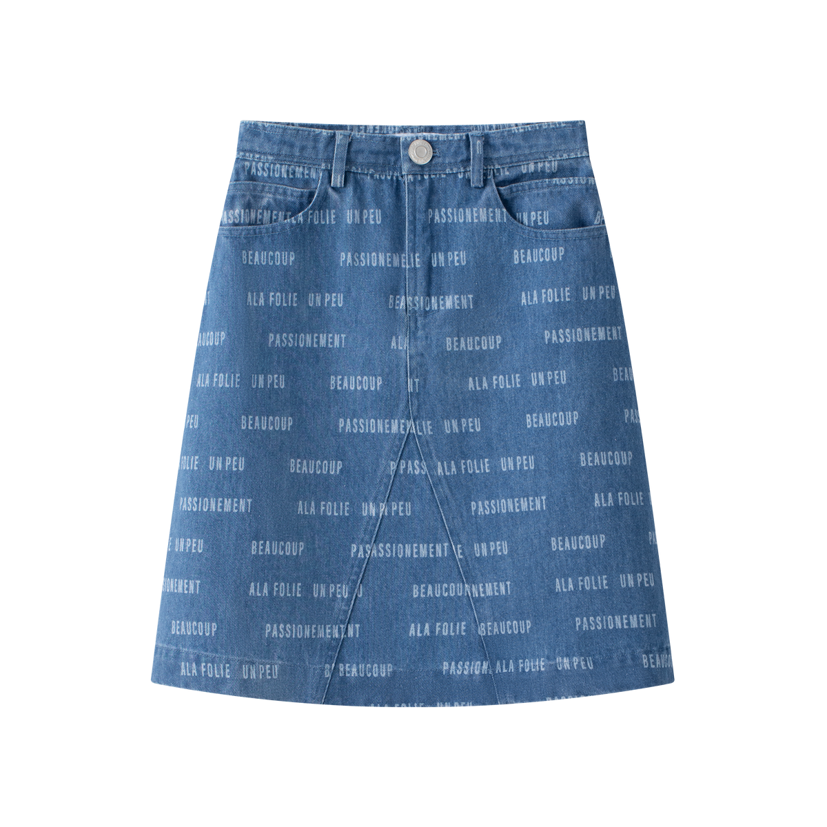 COCO BLANC PRINTED DENIM SKIRT