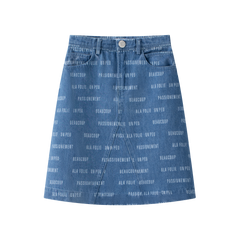 COCO BLANC PRINTED DENIM SKIRT