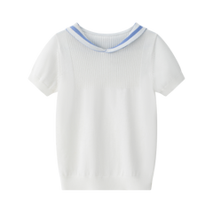 COCO BLANC 2PC SAILOR POLO WITH STRIPED DOUBLE BREASTED SHORTS