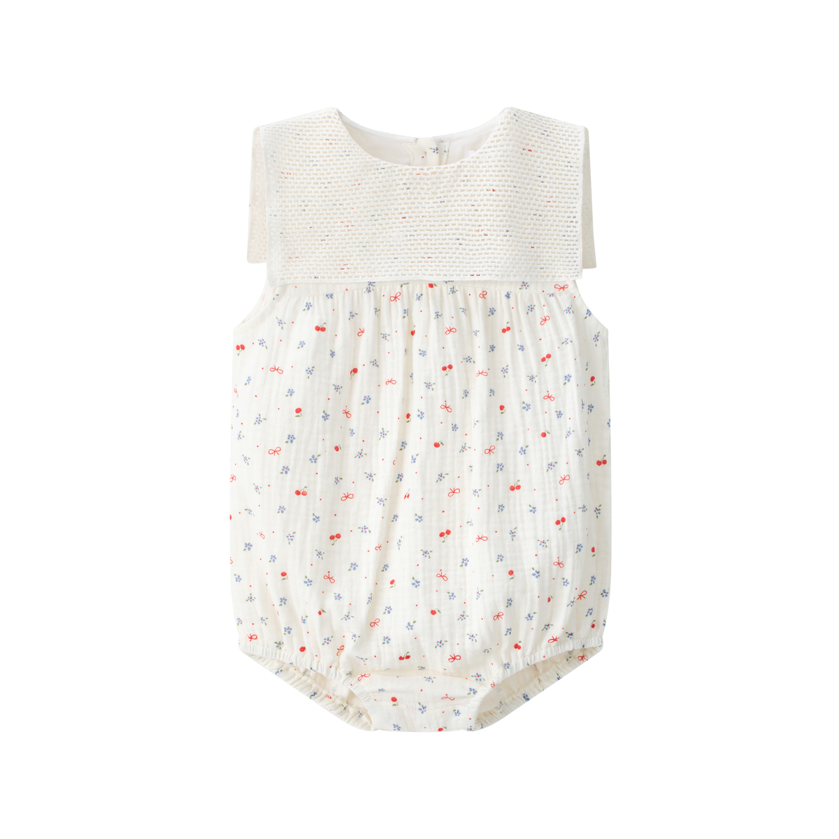 COCO BLANC CHERRY GAUZE SAILOR ROMPER