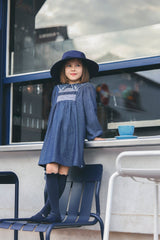 TARTINE ET CHOCOLAT EMBROIDERED COLLAR SMOCKED DRESS