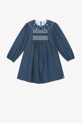 TARTINE ET CHOCOLAT EMBROIDERED COLLAR SMOCKED DRESS