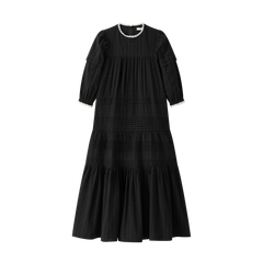 COCO BLANC HORIZONTAL PLEAT DETAIL MAXI DRESS