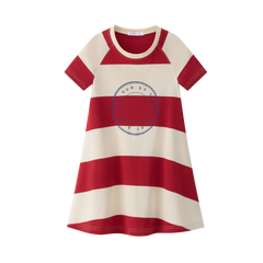 COCO BLANC S/S STRIPED A-LINE DRESS